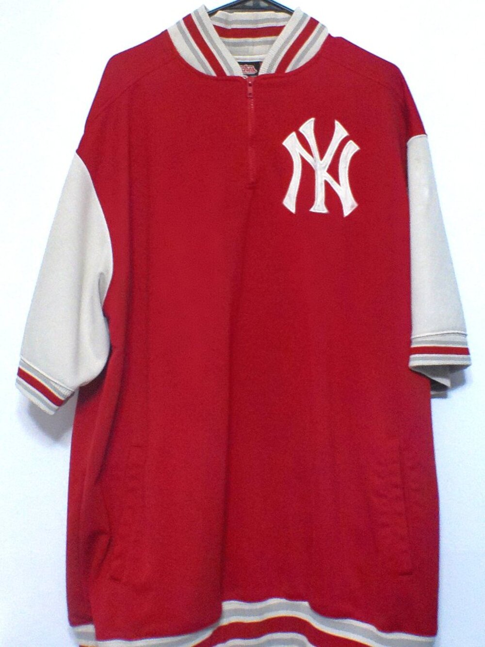 Y2K Stitches MLB New York Yankees Red White Quarter Zip Short Sleeve Pullover 3X
